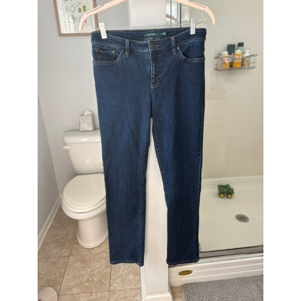 Lauren Ralph Lauren Jeans Women's 10 Modern Straight Curvy Dark Wash Denim
